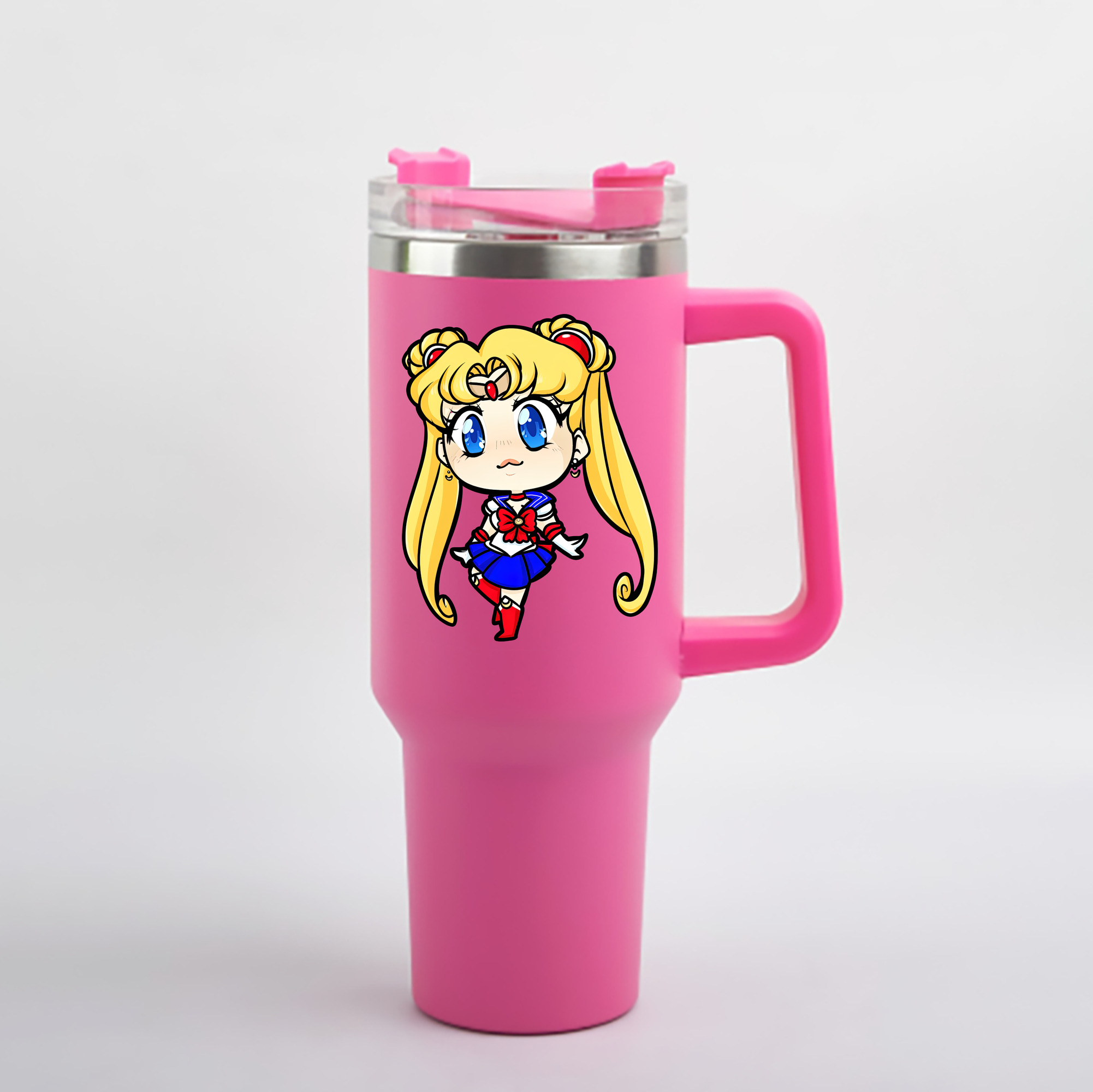 （画像用） 美少女戦士セーラームーン 月野 うさぎ つきの うさぎ Sailor Moon Tsukino Usagi 1200mL車用タンブラー - クリスタルステッカー（プラスチックストロー付き）